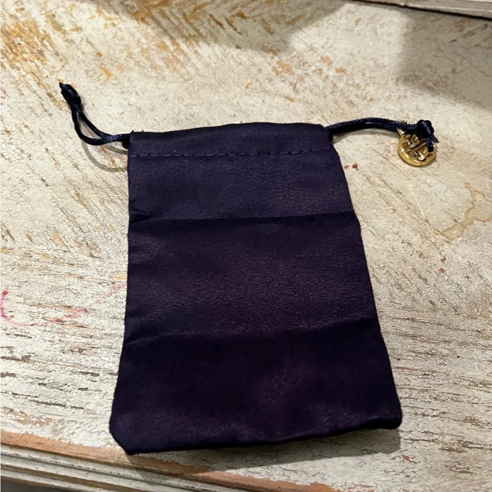 Tory Burch Navy Pouch with Gold Emblem